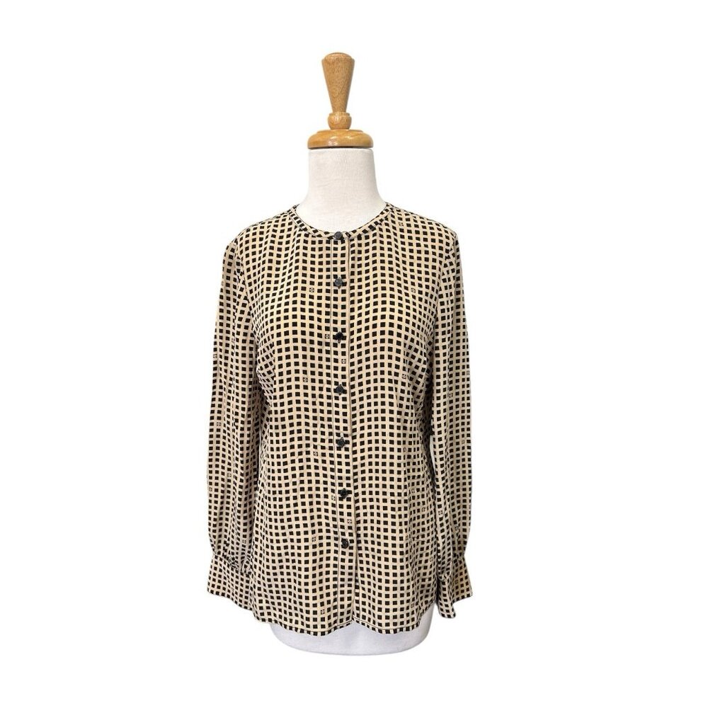 Tory Burch Tan Silk Blouse Size 6 Button Front
